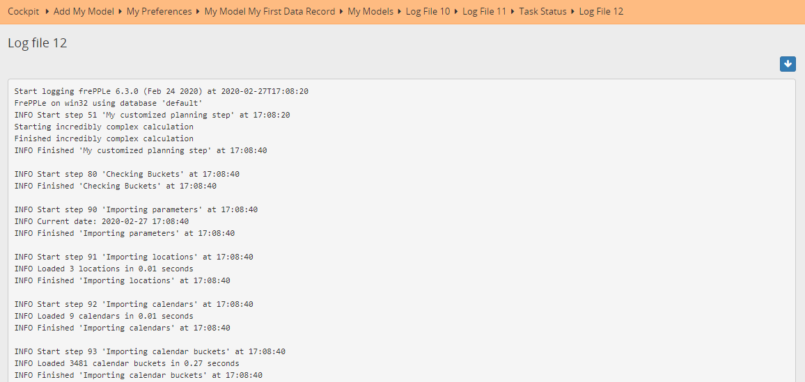 The log file of my custom command.