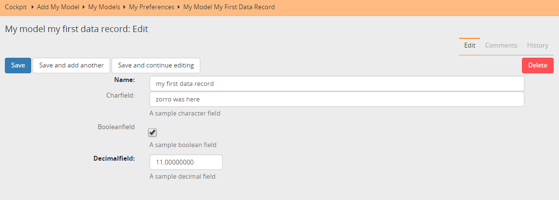 Editing form for your model